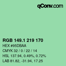 カラーコード: RGB 149.1 219 170 | qconv.com