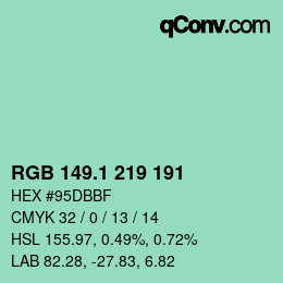 カラーコード: RGB 149.1 219 191 | qconv.com