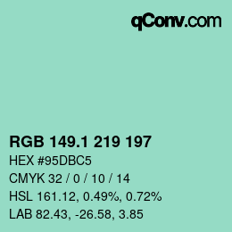 Color code: RGB 149.1 219 197 | qconv.com