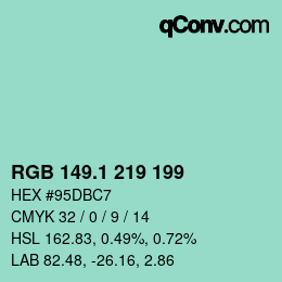 カラーコード: RGB 149.1 219 199 | qconv.com
