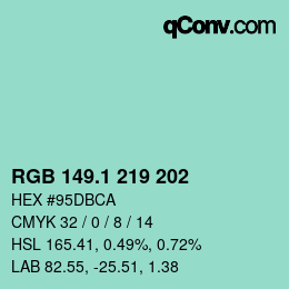 Color code: RGB 149.1 219 202 | qconv.com