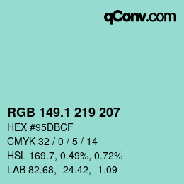 Color code: RGB 149.1 219 207 | qconv.com