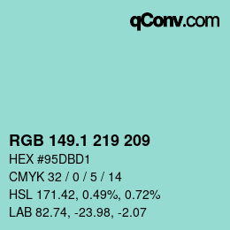カラーコード: RGB 149.1 219 209 | qconv.com