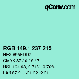 カラーコード: RGB 149.1 237 215 | qconv.com