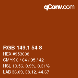 カラーコード: RGB 149.1 54 8 | qconv.com