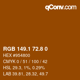 Color code: RGB 149.1 72.8 0 | qconv.com