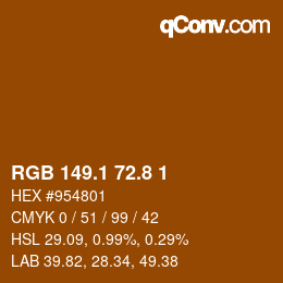 Color code: RGB 149.1 72.8 1 | qconv.com