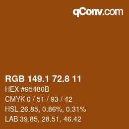 Color code: RGB 149.1 72.8 11 | qconv.com
