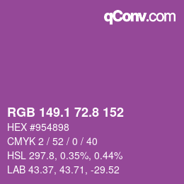 カラーコード: RGB 149.1 72.8 152 | qconv.com