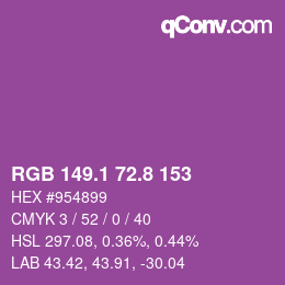 カラーコード: RGB 149.1 72.8 153 | qconv.com