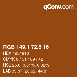 Color code: RGB 149.1 72.8 16 | qconv.com