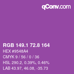 カラーコード: RGB 149.1 72.8 164 | qconv.com