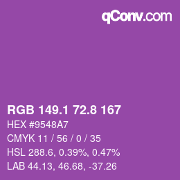 カラーコード: RGB 149.1 72.8 167 | qconv.com