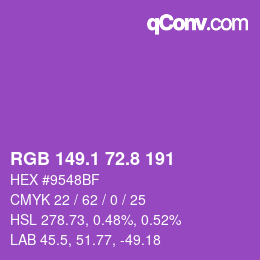 カラーコード: RGB 149.1 72.8 191 | qconv.com