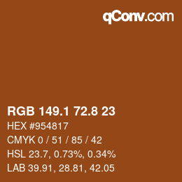 Code couleur: RGB 149.1 72.8 23 | qconv.com