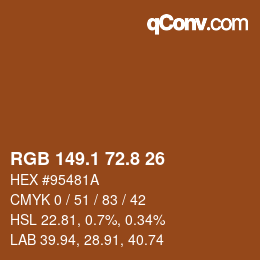 Código de color: RGB 149.1 72.8 26 | qconv.com