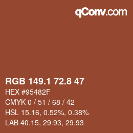 Código de color: RGB 149.1 72.8 47 | qconv.com
