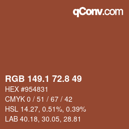 Color code: RGB 149.1 72.8 49 | qconv.com