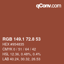 Color code: RGB 149.1 72.8 53 | qconv.com