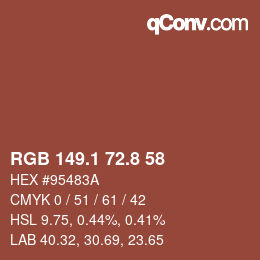 Farbcode: RGB 149.1 72.8 58 | qconv.com