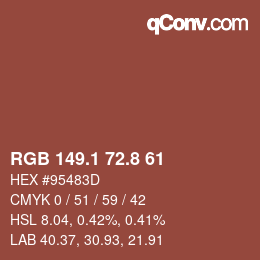 Color code: RGB 149.1 72.8 61 | qconv.com