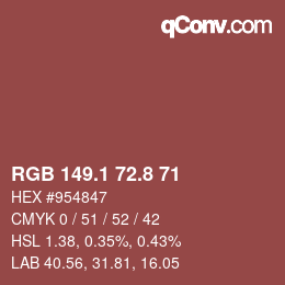 Color code: RGB 149.1 72.8 71 | qconv.com