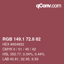 Color code: RGB 149.1 72.8 82 | qconv.com