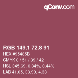 カラーコード: RGB 149.1 72.8 91 | qconv.com
