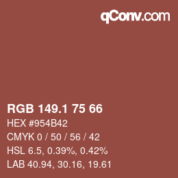 カラーコード: RGB 149.1 75 66 | qconv.com