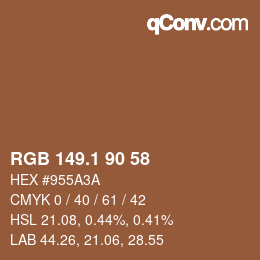 Color code: RGB 149.1 90 58 | qconv.com