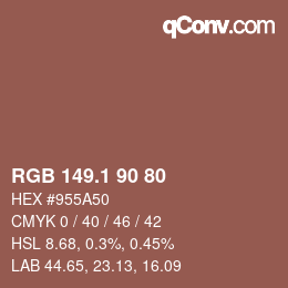 Color code: RGB 149.1 90 80 | qconv.com