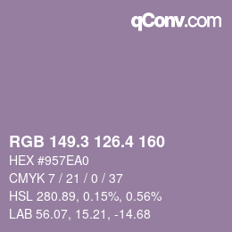 カラーコード: RGB 149.3 126.4 160 | qconv.com
