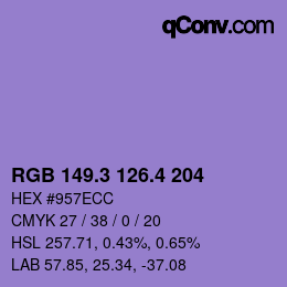 カラーコード: RGB 149.3 126.4 204 | qconv.com
