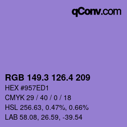 カラーコード: RGB 149.3 126.4 209 | qconv.com
