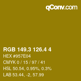 カラーコード: RGB 149.3 126.4 4 | qconv.com