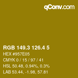 カラーコード: RGB 149.3 126.4 5 | qconv.com