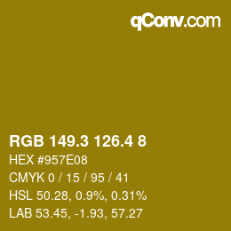 カラーコード: RGB 149.3 126.4 8 | qconv.com