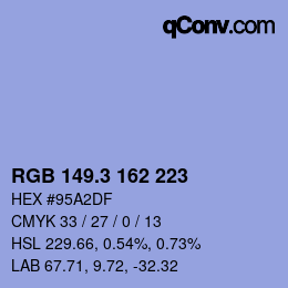 カラーコード: RGB 149.3 162 223 | qconv.com