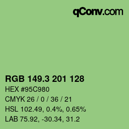 カラーコード: RGB 149.3 201 128 | qconv.com