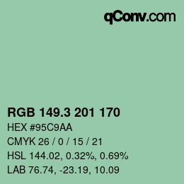 カラーコード: RGB 149.3 201 170 | qconv.com