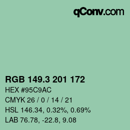 カラーコード: RGB 149.3 201 172 | qconv.com