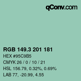 カラーコード: RGB 149.3 201 181 | qconv.com