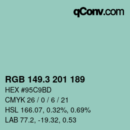 カラーコード: RGB 149.3 201 189 | qconv.com
