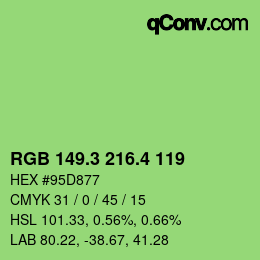 カラーコード: RGB 149.3 216.4 119 | qconv.com