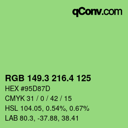 カラーコード: RGB 149.3 216.4 125 | qconv.com