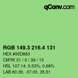 カラーコード: RGB 149.3 216.4 131 | qconv.com