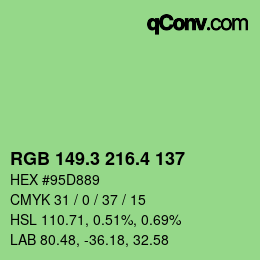 カラーコード: RGB 149.3 216.4 137 | qconv.com