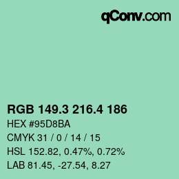 カラーコード: RGB 149.3 216.4 186 | qconv.com