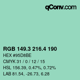カラーコード: RGB 149.3 216.4 190 | qconv.com