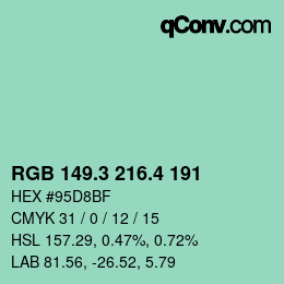 カラーコード: RGB 149.3 216.4 191 | qconv.com